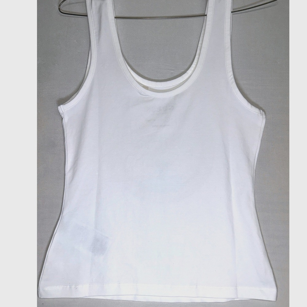 Guess Los Angeles Off White Rhinestone Logo Tank Top S Y2K-inspired - Picture 2 of 8